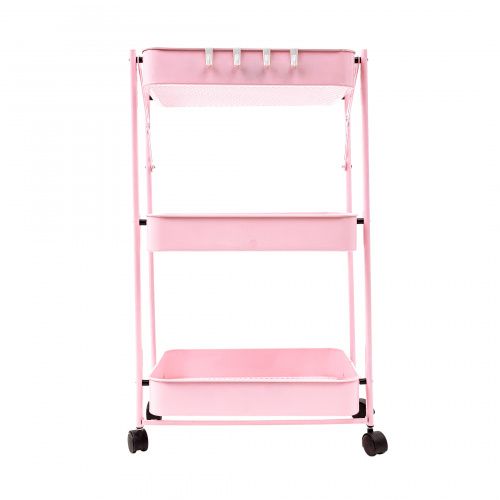 картинка Полка тележка Gala на колесах, розовый, сталь с порошковым покрытием