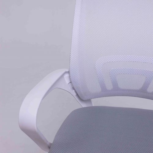 картинка Кресло рабочее, поворотное RICCI NEW, white, ткань/сетка, светло-серый