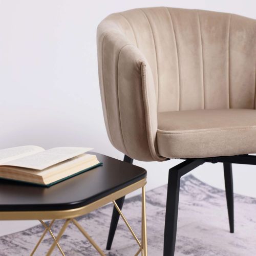 картинка Кресло MELON, поворотное, бежевый велюр/черный