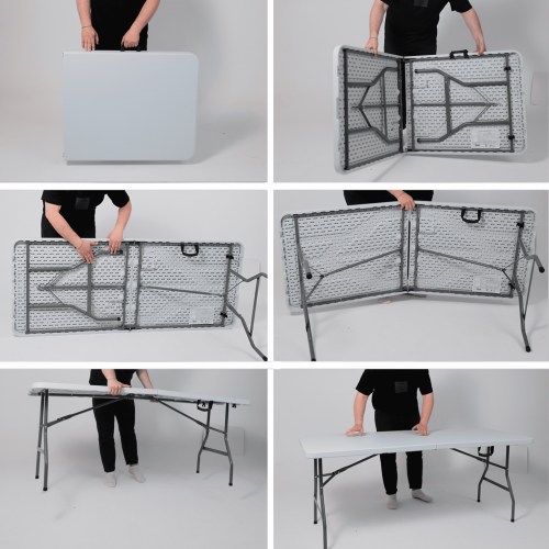 картинка Стол садовый складной, белый, hdpe-пластик, длина 180 см