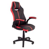Кресло поворотное Fenix, красный + черный, экокожа фотография