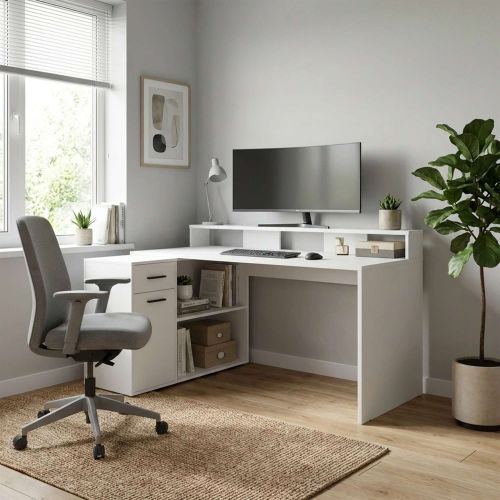 картинка Стол компьютерный Интерлиния СК-14, белый, лдсп