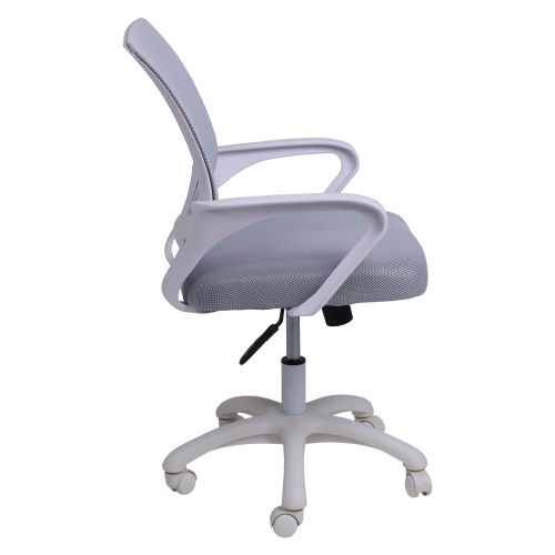 картинка Кресло рабочее, поворотное RICCI NEW, white, ткань/сетка, светло-серый