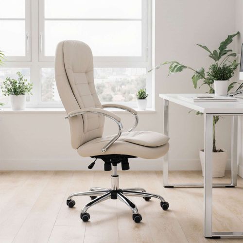 картинка Кресло поворотное Richard New, кремовый, экокожа