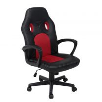 Кресло поворотное Flaviy, черный/серый/красный, ткань фотография