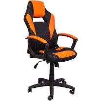 Кресло поворотное Tiger, оранжевый + черный, экокожа фотография