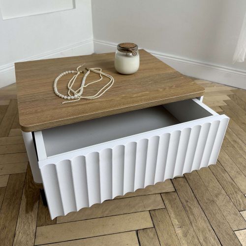 картинка Стол-консоль Royal-5001, белый + дуб сантана, мдф пленочный + лдсп