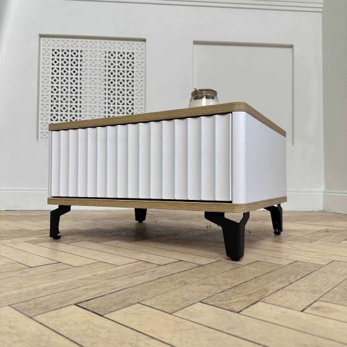 картинка Стол-консоль Royal-5001, белый + дуб сантана, мдф пленочный + лдсп