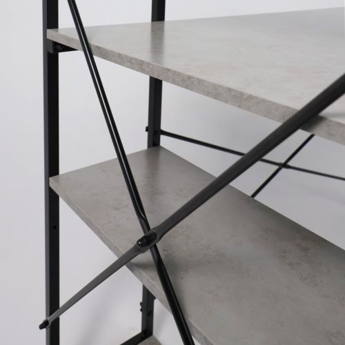 картинка Стол письменный ONYX, со стеллажом, бетон/черный металл, 1200*600*750(1220)