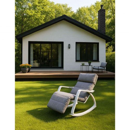 картинка Кресло-качалка SMART, ткань, серый/белый