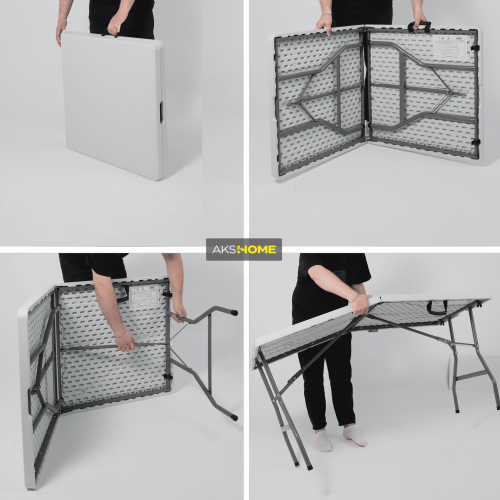 картинка Стол садовый складной, белый, hdpe-пластик, длина 152 см