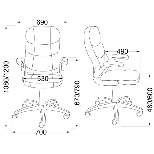 картинка Кресло поворотное Antony, черный с белыми вставками, экокожа