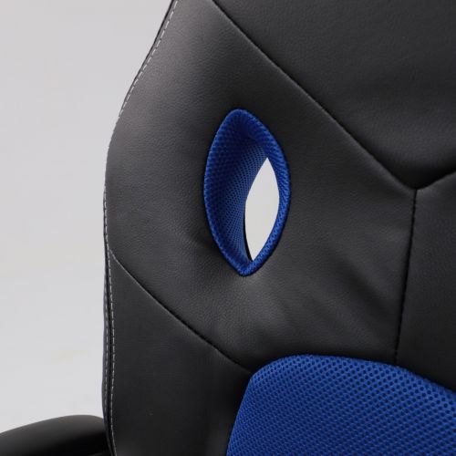 картинка Кресло поворотное Flaviy, черный/серый/синий, ткань