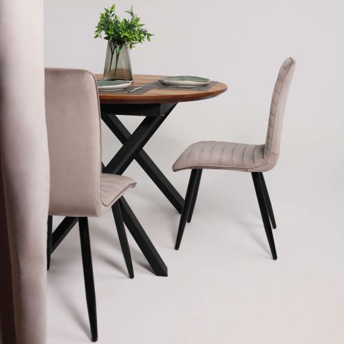 картинка Столешница РАУНД раздвижной, d110(150) дуб мореный / рама черная