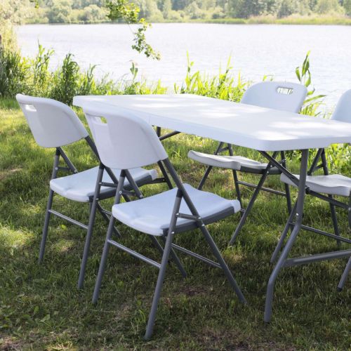 картинка Стул садовый складной со спинкой, белый, hdpe-пластик