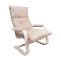 Кресло-качалка Leset Форест, бежевый, велюр, цвет каркаса слоновая кость фотография