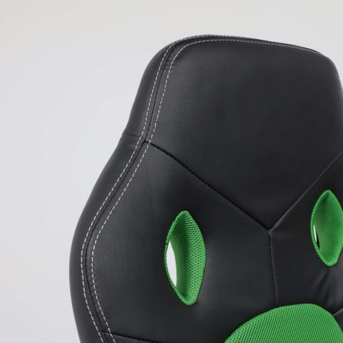 картинка Кресло поворотное Flaviy, черный/серый/салатовый, ткань