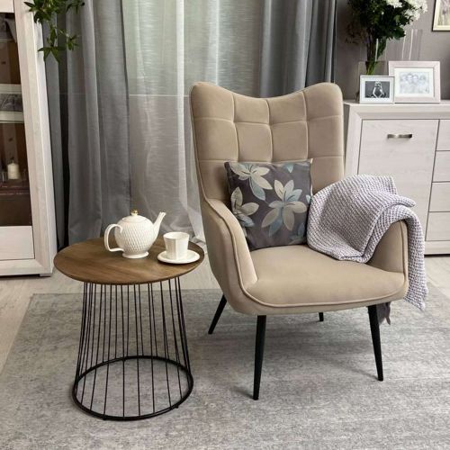 картинка Стол журнальный Flip, орех, мдф, диаметр 40 см