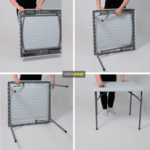 картинка Стол садовый складной, белый, hdpe-пластик, квадратный