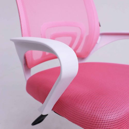 картинка Кресло рабочее, поворотное RICCI NEW, white, ткань/сетка, розовый