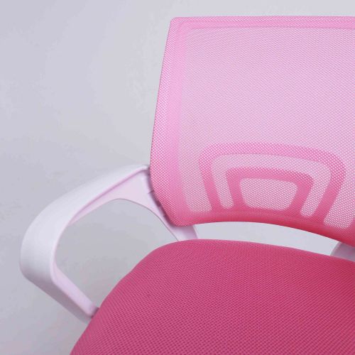 картинка Кресло рабочее, поворотное RICCI NEW, white, ткань/сетка, розовый