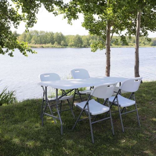 картинка Стол садовый складной, белый, hdpe-пластик, длина 180 см