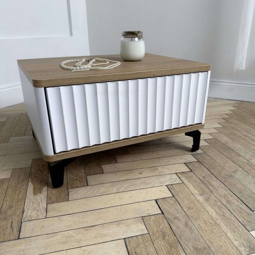 картинка Стол-консоль Royal-5001, белый + дуб сантана, мдф пленочный + лдсп