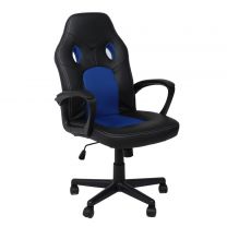Кресло поворотное Flaviy, черный/серый/синий, ткань фотография