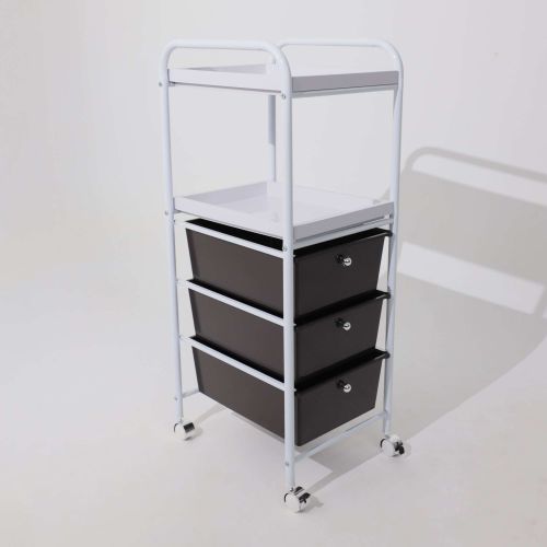 картинка Полка-тележка PLUTON, белый+коричневый