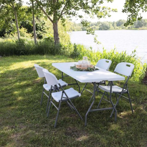 картинка Стул садовый складной со спинкой, белый, hdpe-пластик