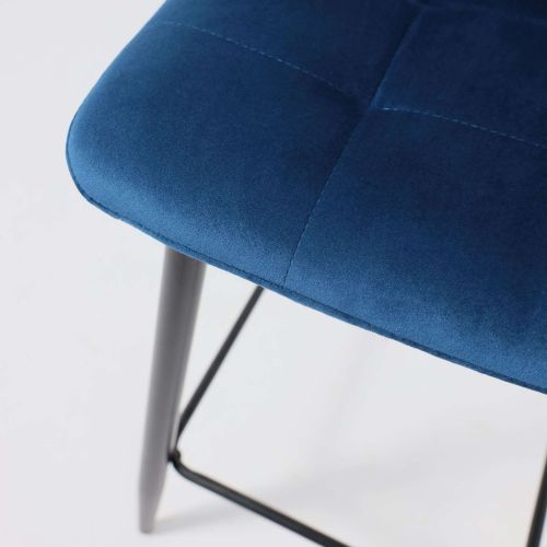 картинка Стул барный Mia, синий, велюр