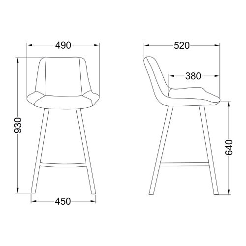 картинка Стул барный Leros, серый, велюр