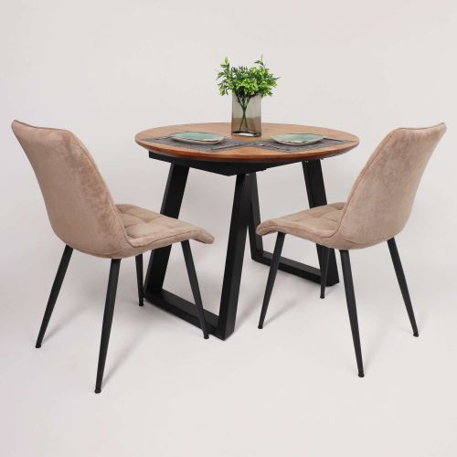 картинка Столешница РАУНД раздвижной, d110(150) дуб мореный / рама черная