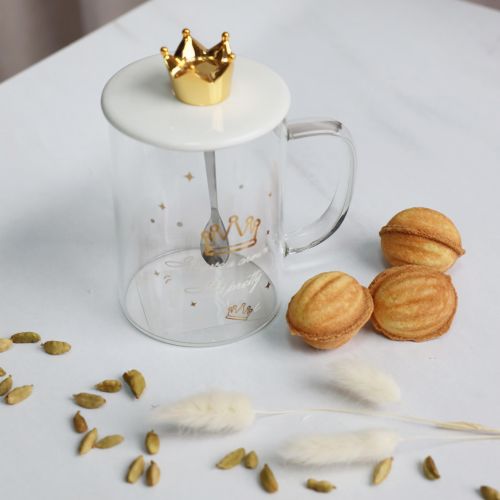 картинка Чашка PRETTY с крышкой, стекло, прозрачный, 400 мл