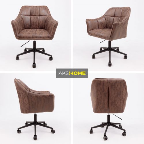 картинка Кресло BARREN, поворотное, ткань, винтажный коричневый/черный