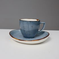 Кофейная чашка с блюдцем VITAL, фарфор, синий, 80мл фотография