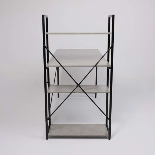 картинка Стол письменный ONYX, со стеллажом, бетон/черный металл, 1200*600*750(1220)