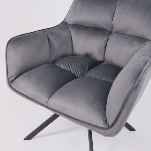 картинка Кресло VIRGINIA, поворотное, велюр, тем.-серый HCJ-40/черный
