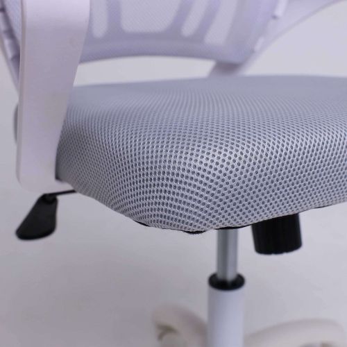 картинка Кресло рабочее, поворотное RICCI NEW, white, ткань/сетка, светло-серый