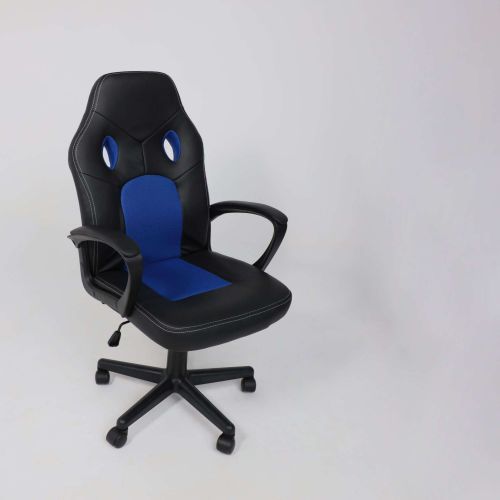 картинка Кресло поворотное Flaviy, черный/серый/синий, ткань