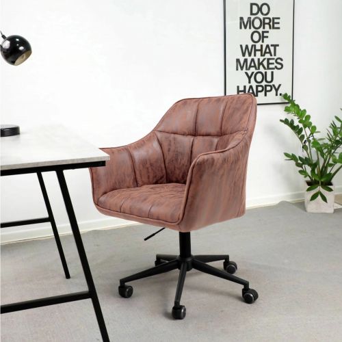 картинка Кресло BARREN, поворотное, ткань, винтажный коричневый/черный