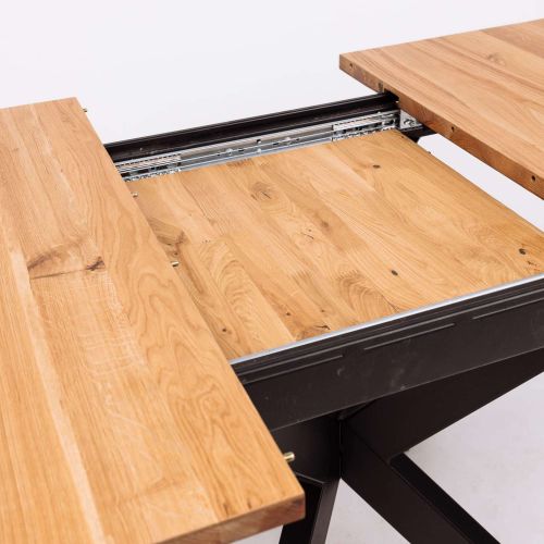 картинка Столешница ВЕЙВ ЛАЙТ раздвижной, 120(160)*80, дуб натуральный / рама черная