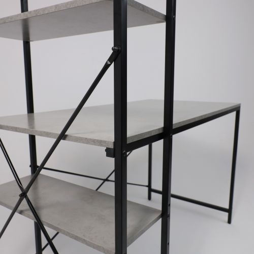 картинка Стол письменный ONYX, со стеллажом, бетон/черный металл, 1200*600*750(1220)