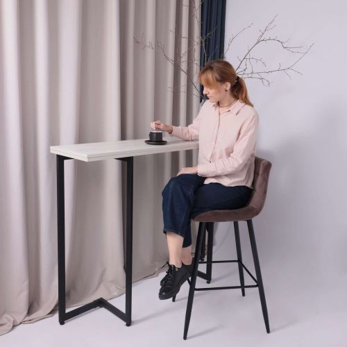 картинка Стул барный Stella, коричневый, велюр