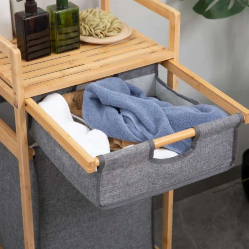 картинка Стойка для белья LAVENDER  бамбук+серый