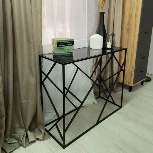 картинка Стол-консоль Грация, черный, стекло триплекс, цвет каркаса черный