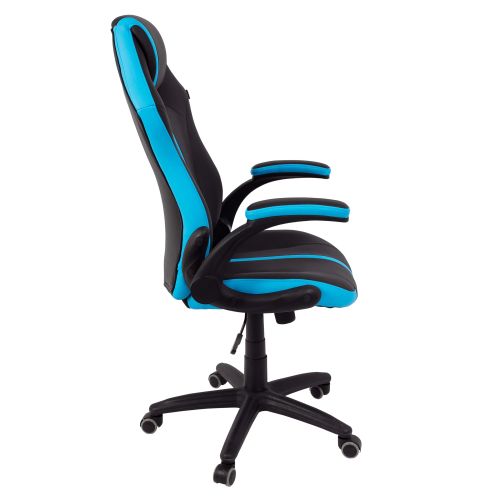 картинка Кресло поворотное Fenix, голубой + черный, экокожа