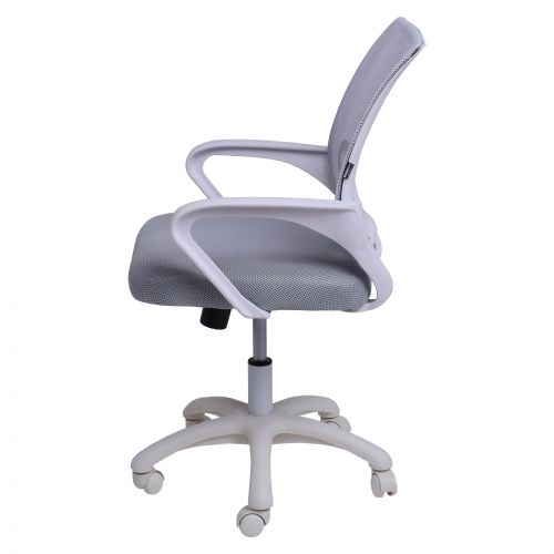 картинка Кресло рабочее, поворотное RICCI NEW, white, ткань/сетка, светло-серый