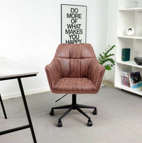 картинка Кресло BARREN, поворотное, ткань, винтажный коричневый/черный