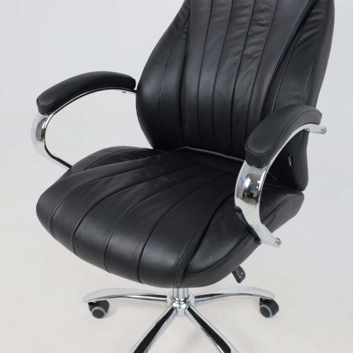 картинка Кресло поворотное MASTIF, натуральная кожа, черный